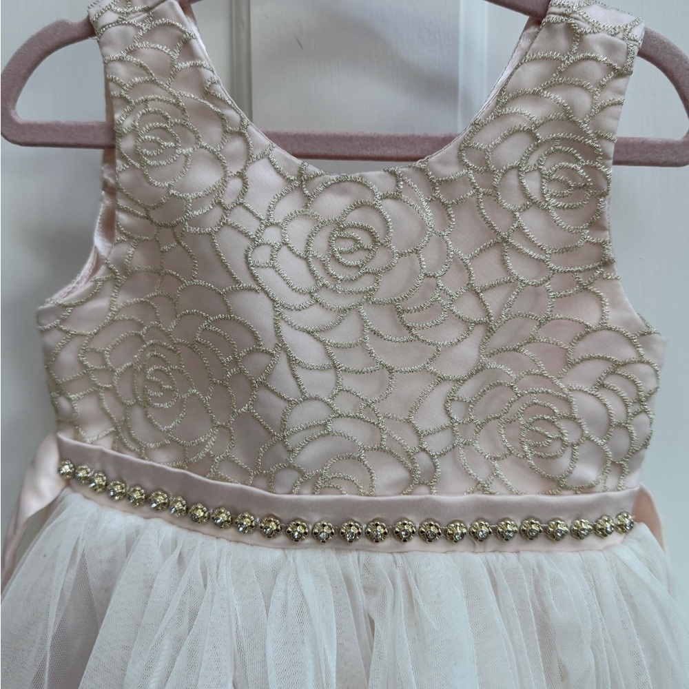 NWOT American Princess 3T Pink & White Girls Formal Floral Party Dress - Picture 2 of 5